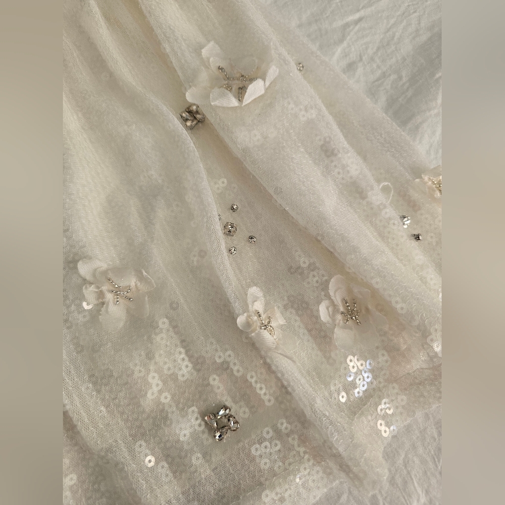 Zara White Sequin Skirt - Picture 4 of 10